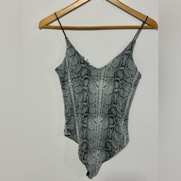 Gaze Animal Print Bodysuit Shapewear Lingerie Women's Size XS Gray And Black - Picture 2 of 4